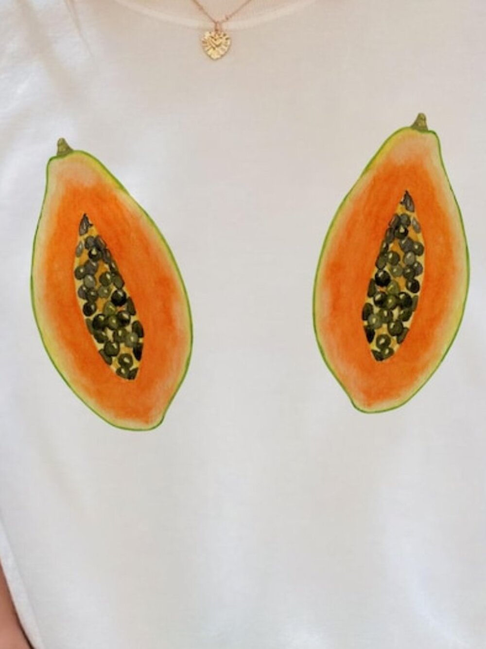 Papaya Shirt, Cottagecore Fruits Tee, Watercolor Papaya In Chest Shirts - Picture 2 of 4